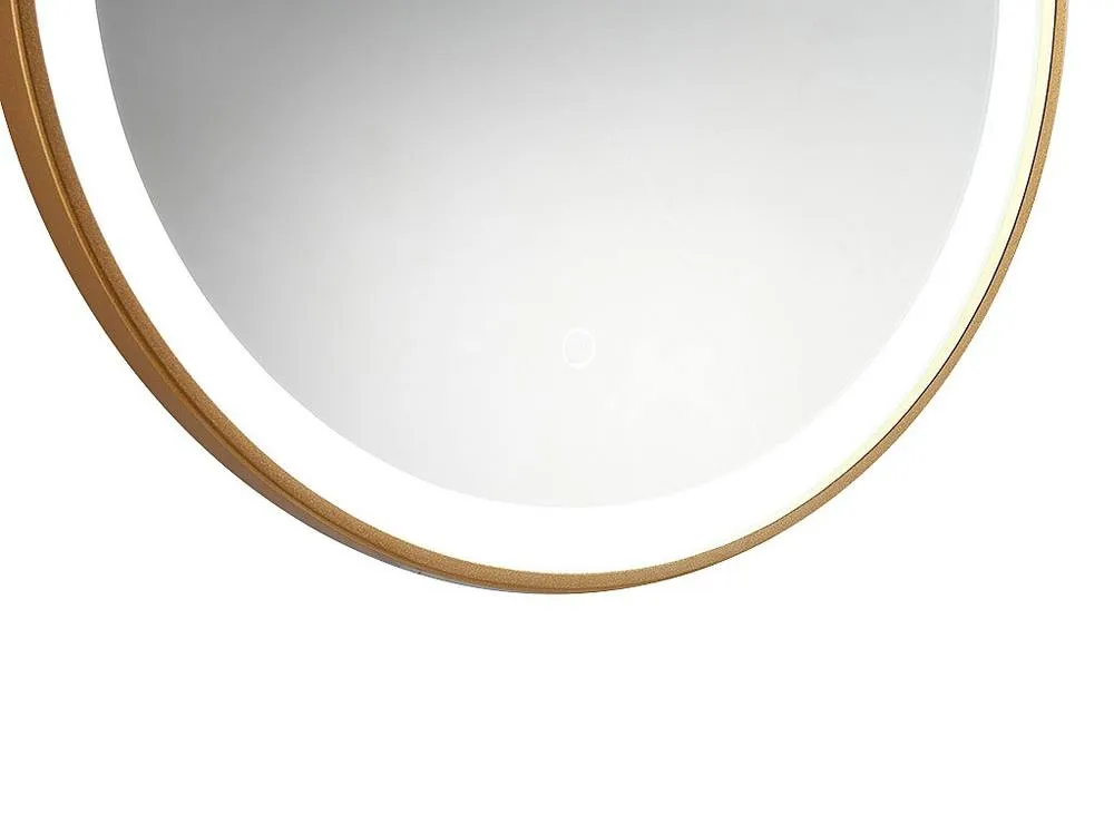 Vente-unique Round Illuminated Gold Bathroom Mirror With Leds - D. 60 Cm - NUMEA 6