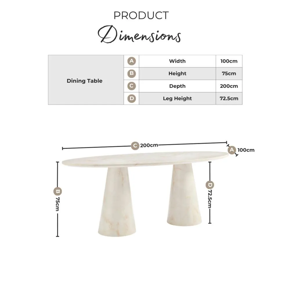 FurnitureboxUK Palma Oval Marble Effect 6-8 Seater Dining Table in Cream 2