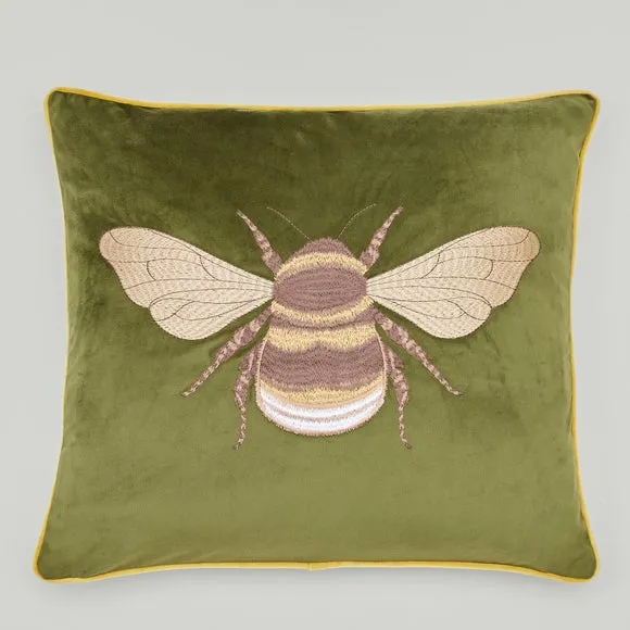 Embroidered Bee Square Cushion 3