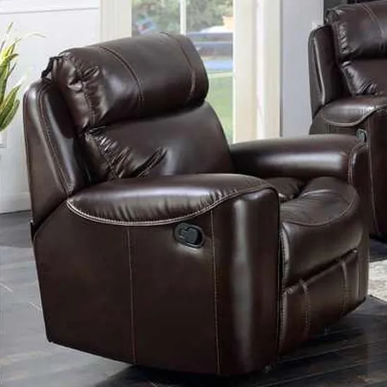 Mebsuta Leather Lounge Chaise Armchair In Chestnut