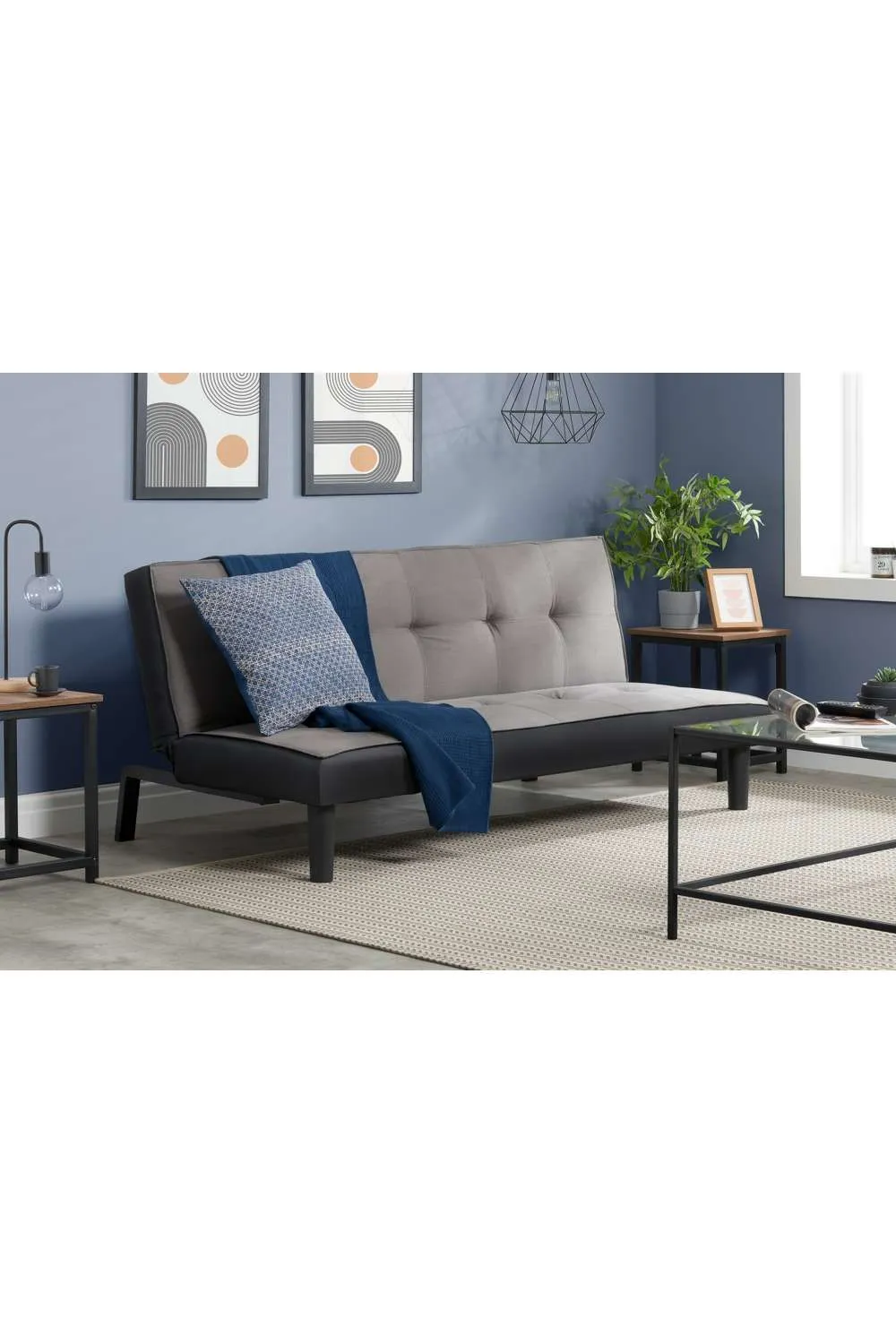 Birlea Velvet Sofa Bed Aurora 3 Seater Settee Modern Fabric in Grey 1