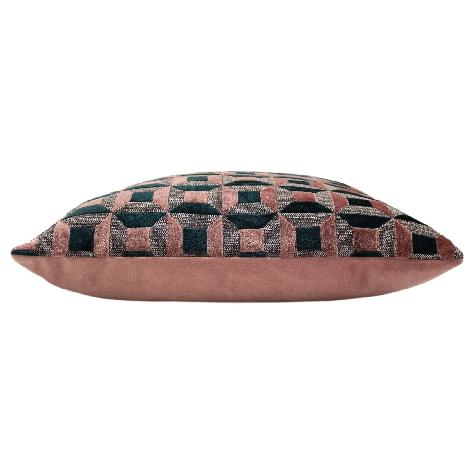 Paoletti Empire Velvet Jacquard Geometric Cushion in Pink 4