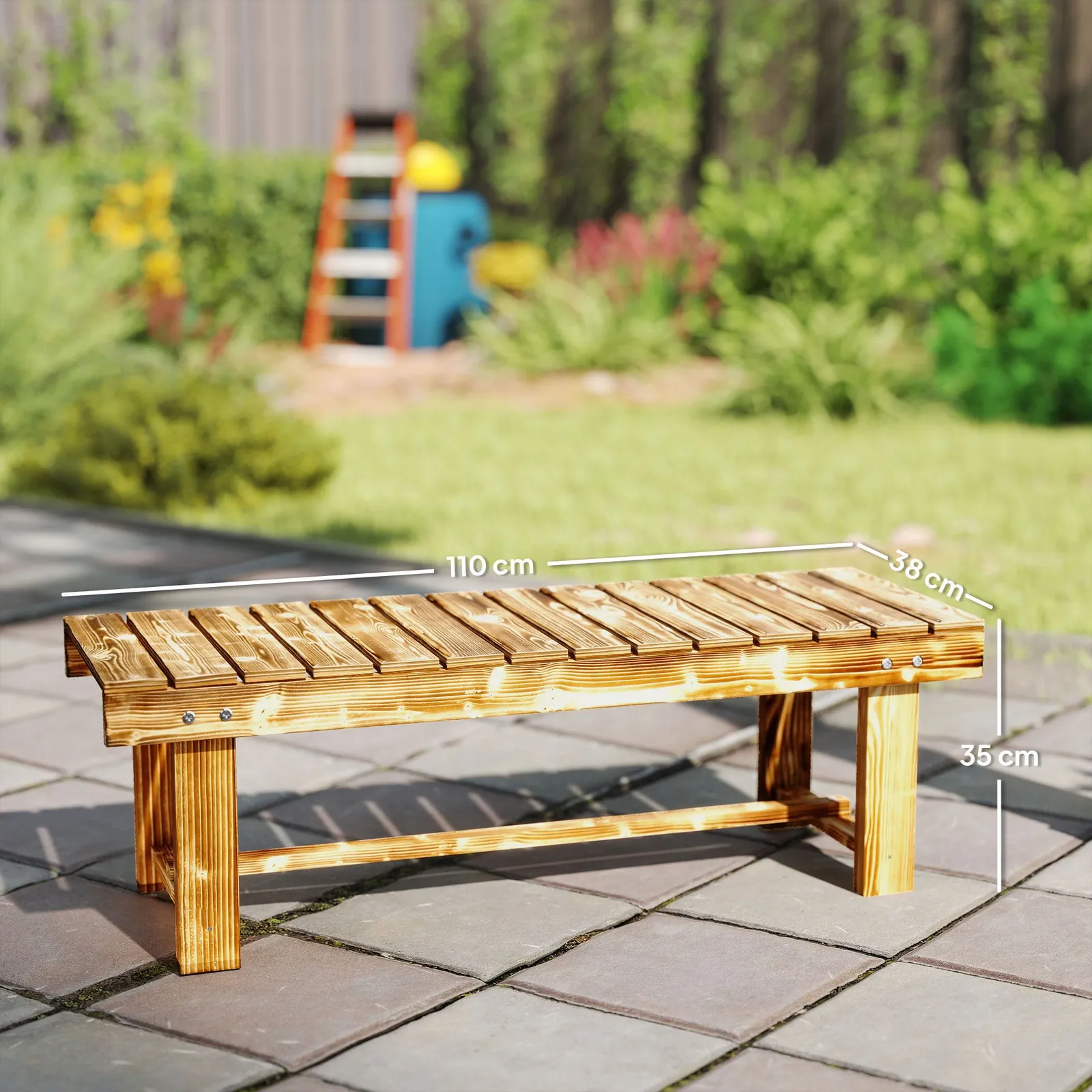 OUTSUNNY 1.1M Outdoor Garden Bench Patio Loveseat Fir Wood 2 Person in Chocolate 3