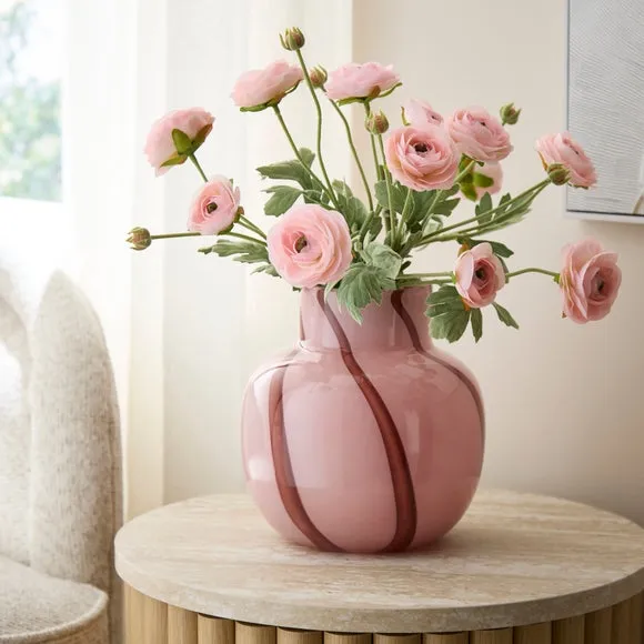 Pink Striped Swirl Glass Vase