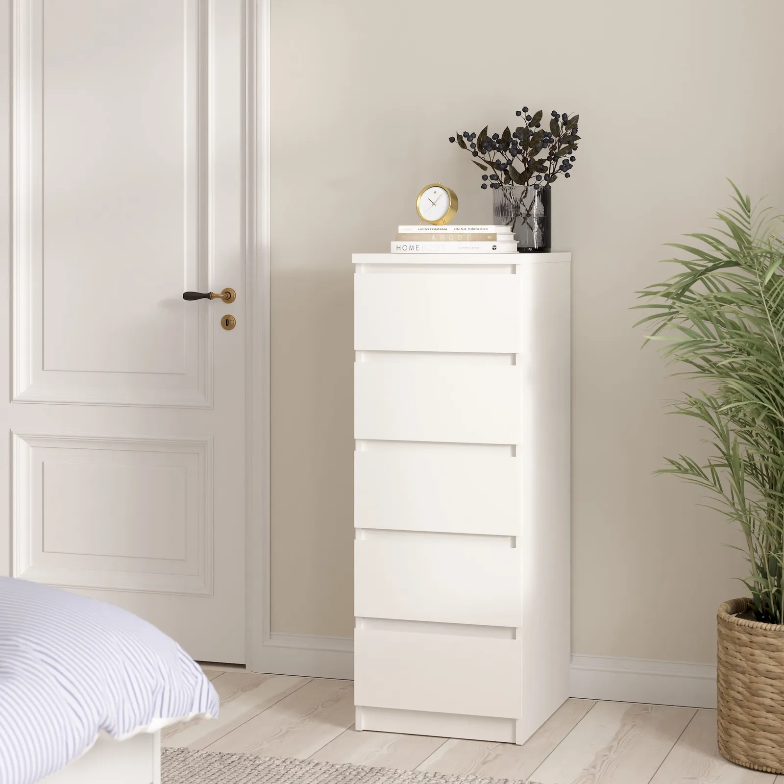 Furniture To Go Naia Narrow Chest of 5 Drawers in Natural 5