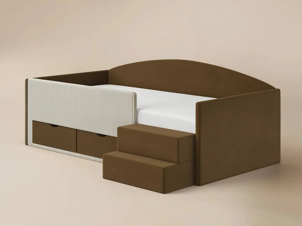 Flair Elisa Velvet Storage Low Sleeper Bed with Beige Cord in Brown 5