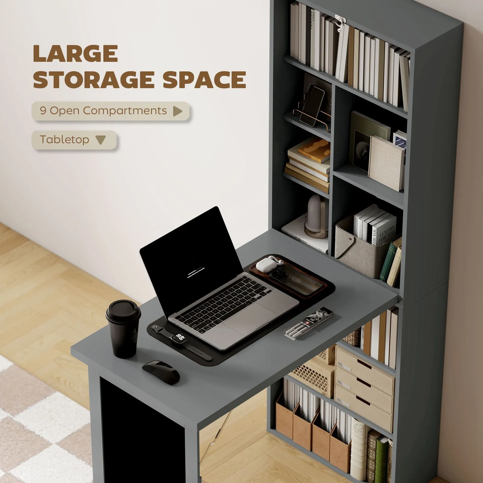 HOMCOM Convertible Desk with Blackboard Multi-function Computer Office in Grey 6