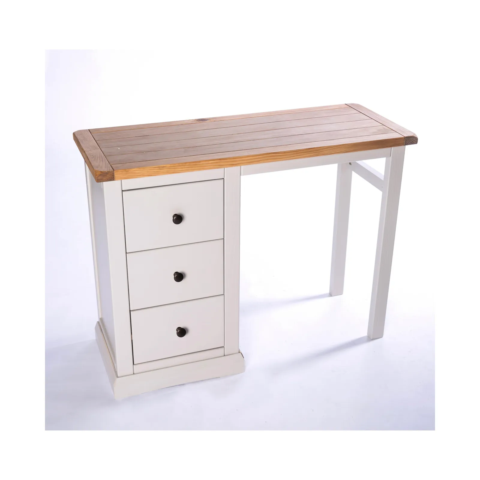 Cabinet Bits Loreo 3 Drawer Desk - Dressing Table Brass Knob in Light Grey 3