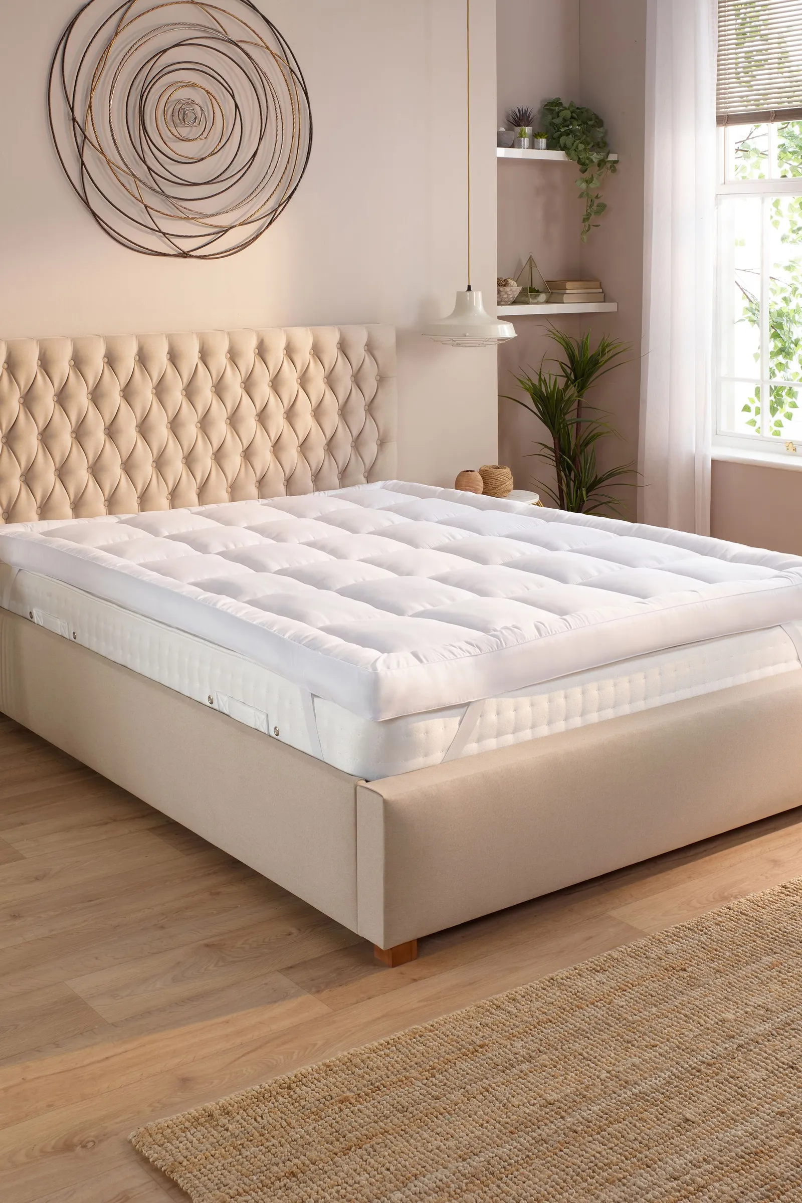 Slumberdown 4 Inch Extra Deep Mattress Topper Plush Soft Comfort & Support Layer in White