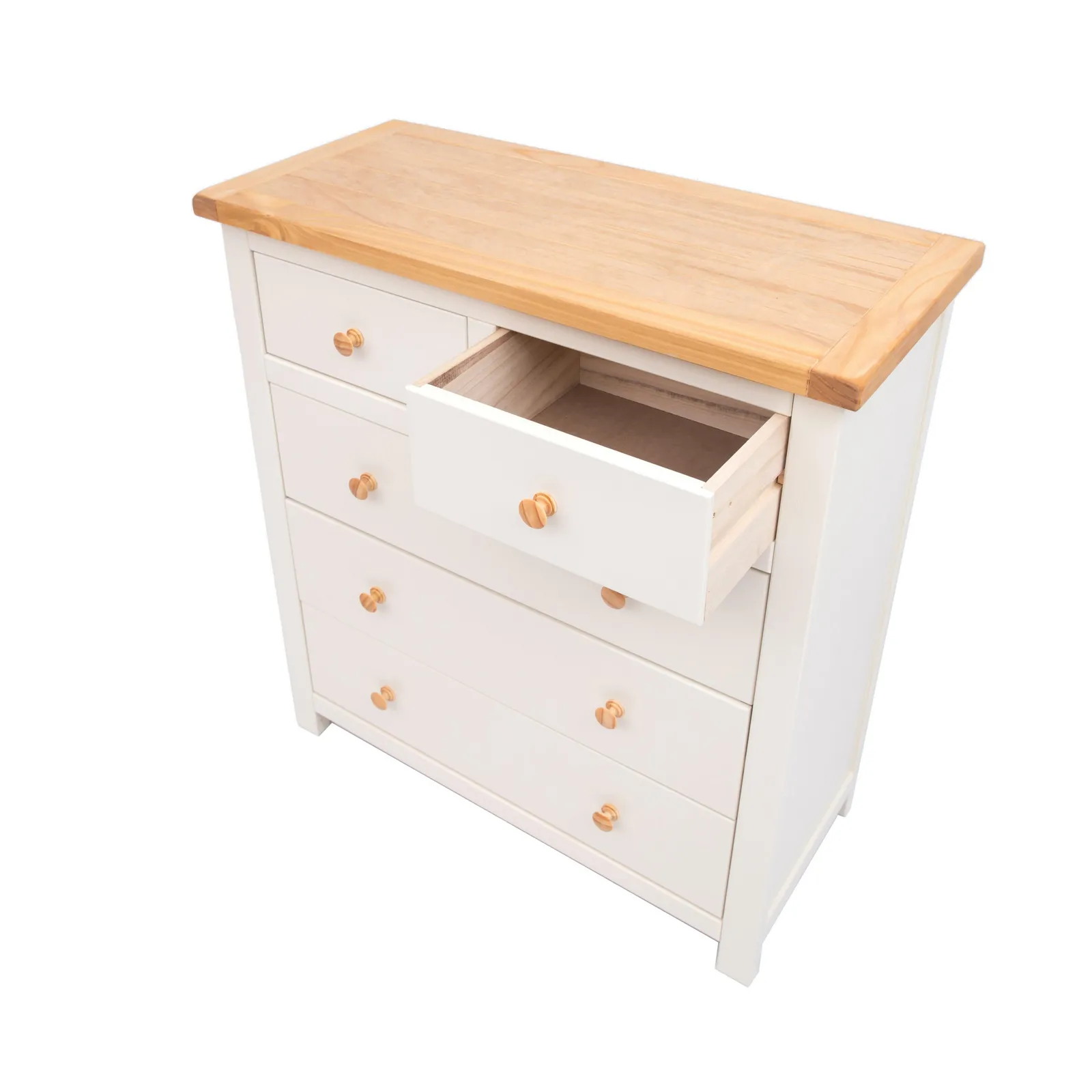 Cabinet Bits Maggiori 5 Drawer Chest of Drawers Wood Knob in Off-White 4