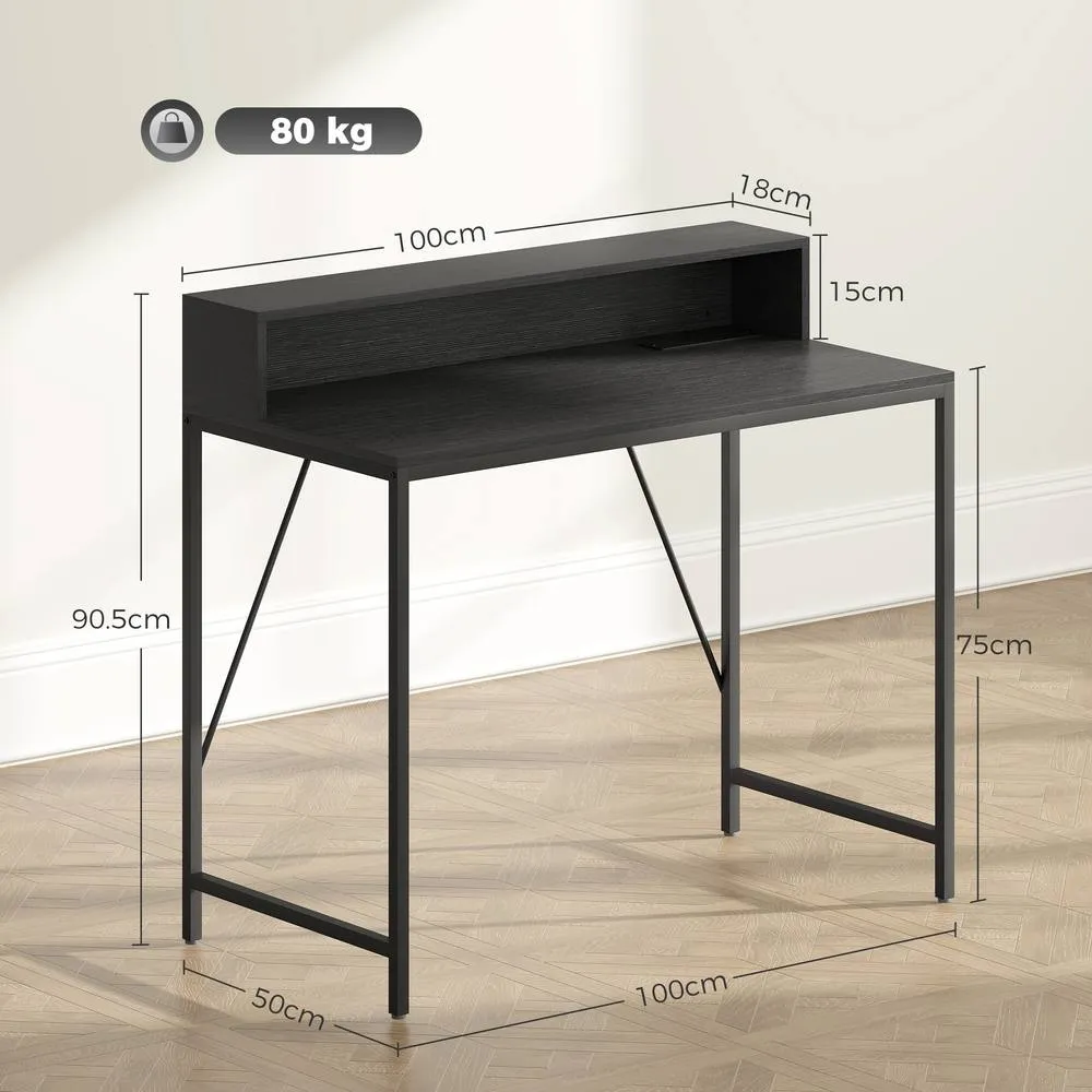 HOMCOM Gaming Desk with LED Lights & Power Outlets, Black Wood-Effect 3