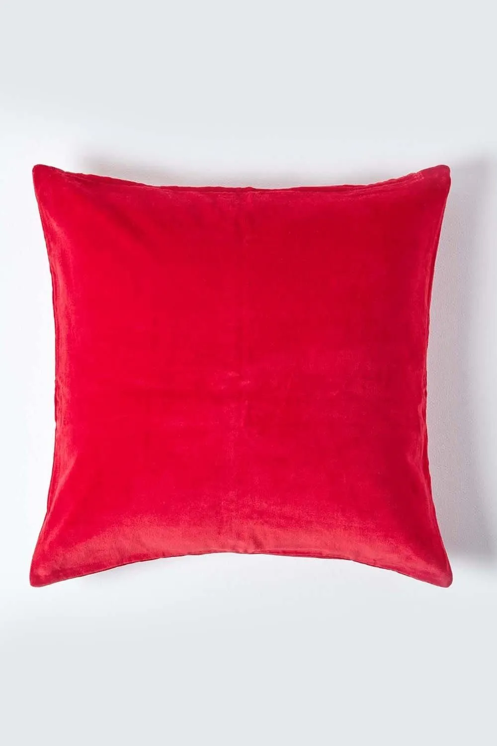 Homescapes Velvet Cushion Cover 100% Cotton, Soft & Machine Washable in Red 1