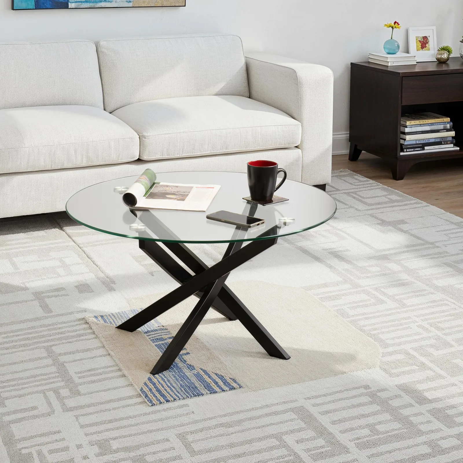 Seconique Sheldon Round Coffee Table in Black