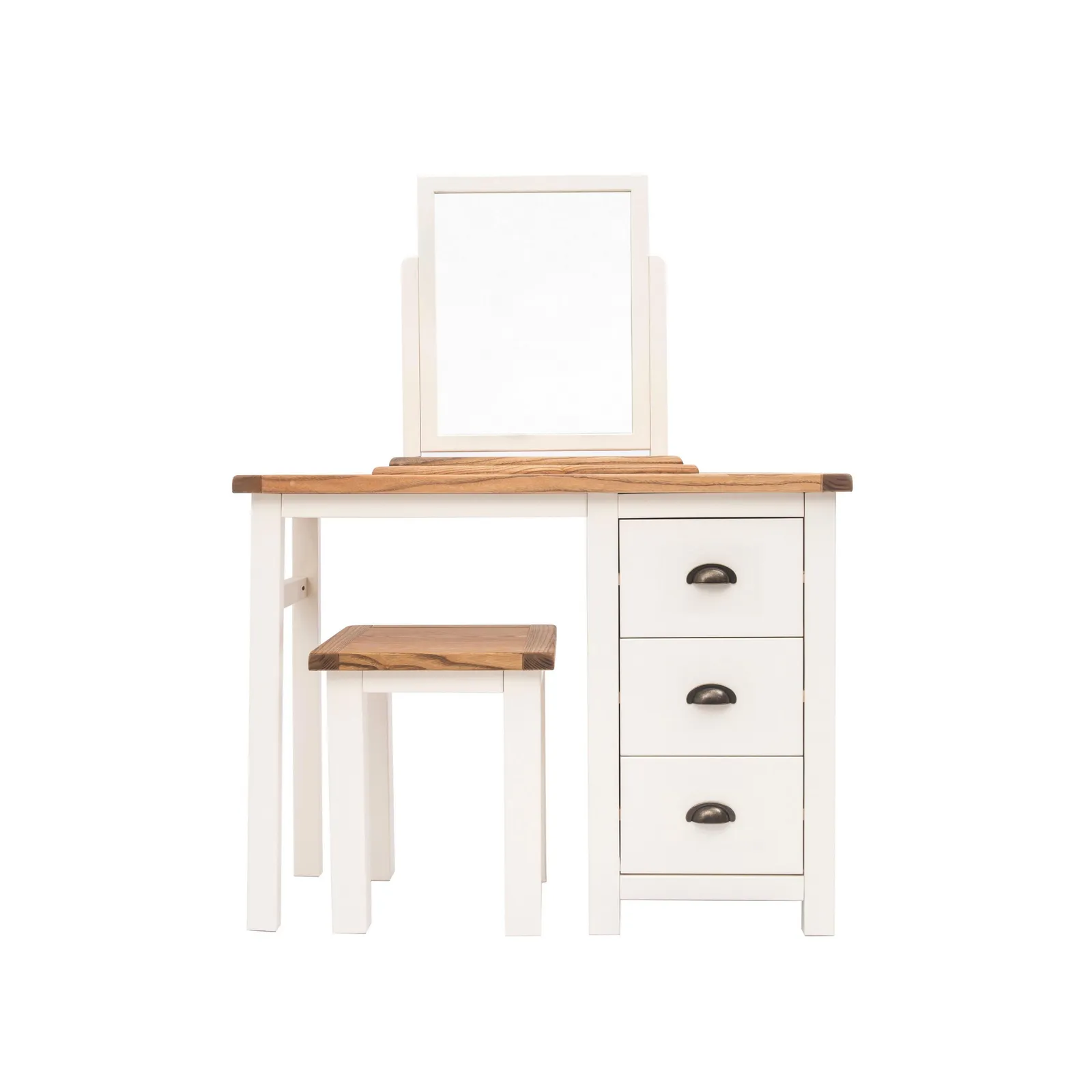 Cabinet Bits Lovere 3 Drawer Dressing Table Set Brass Cup Handle in Off-White