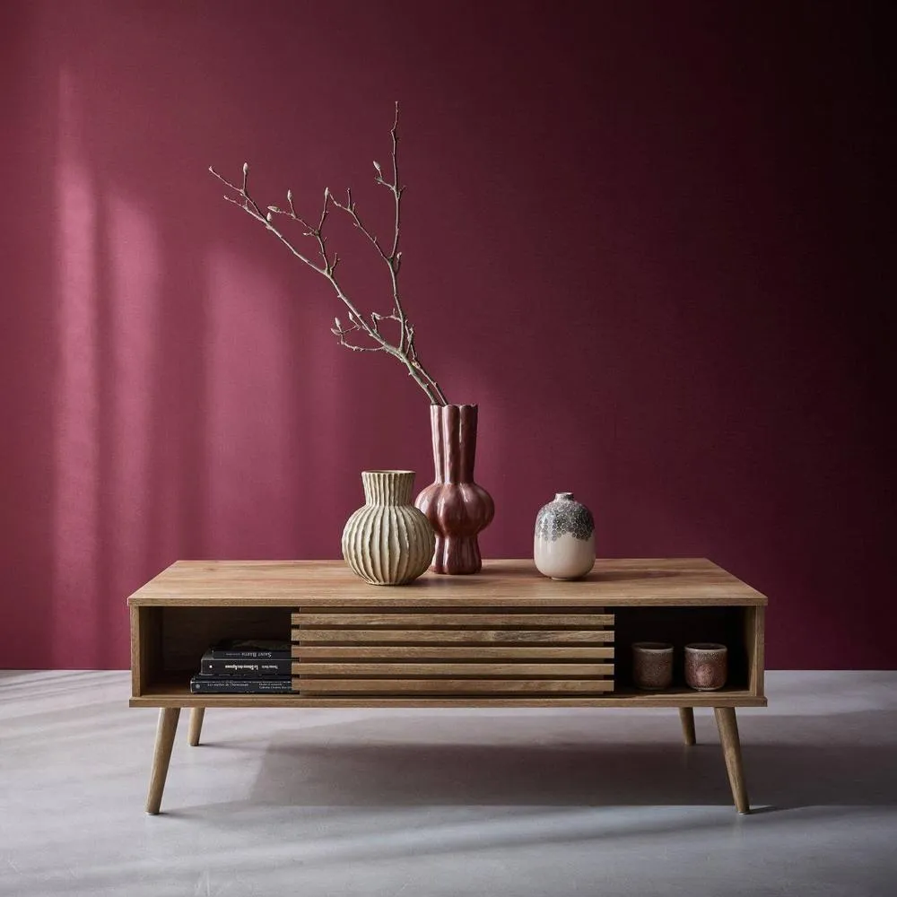 sweeek Scandi-style Coffee Table With Wooden Grooved Effect in Light Brown 4