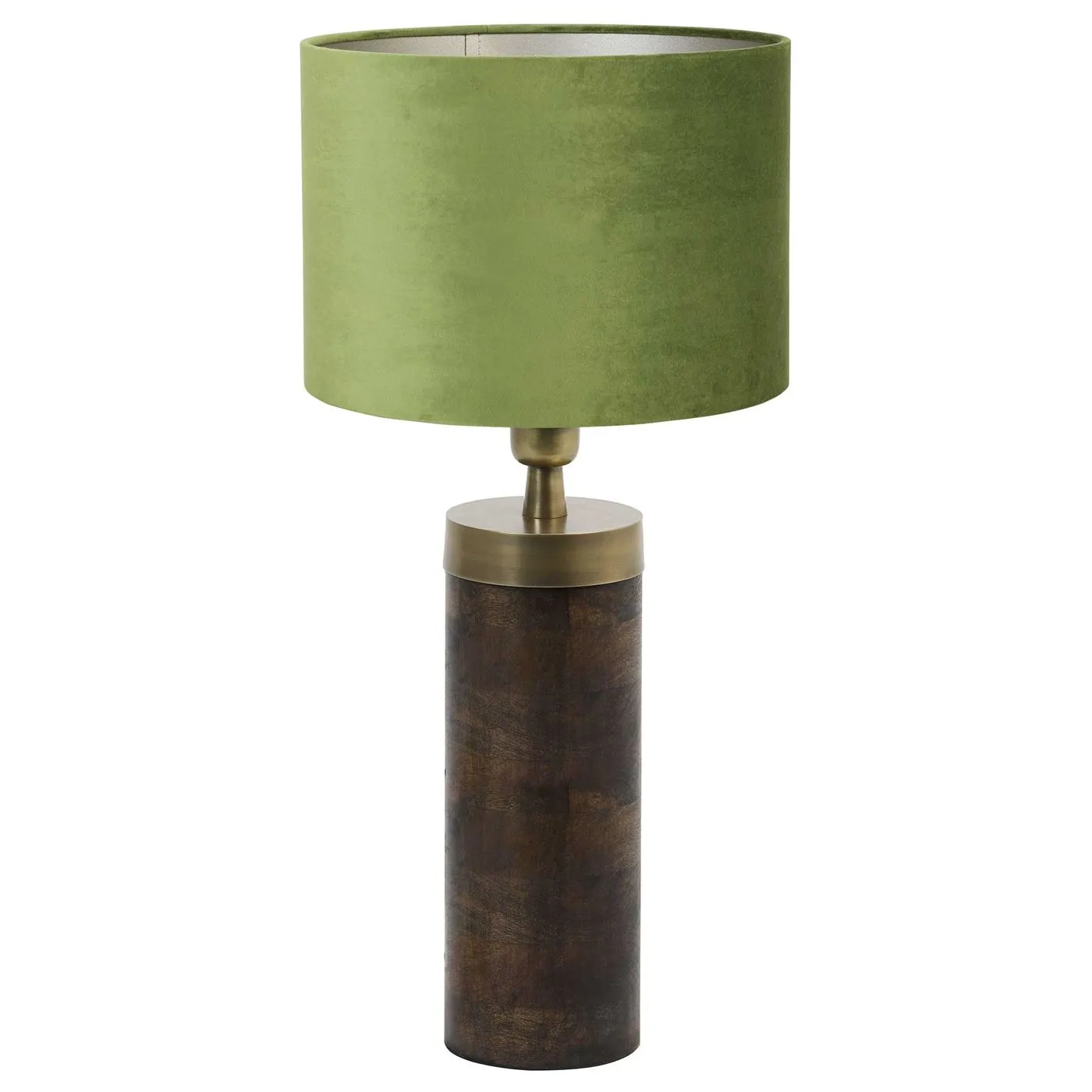 Dark Wood and Olive Table Lamp