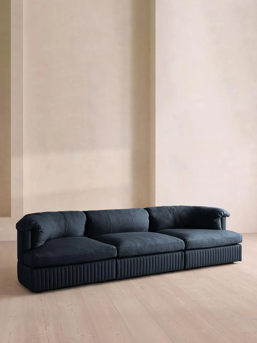 Oona Modular Sofa, Four Seater, Linen, Indigo
