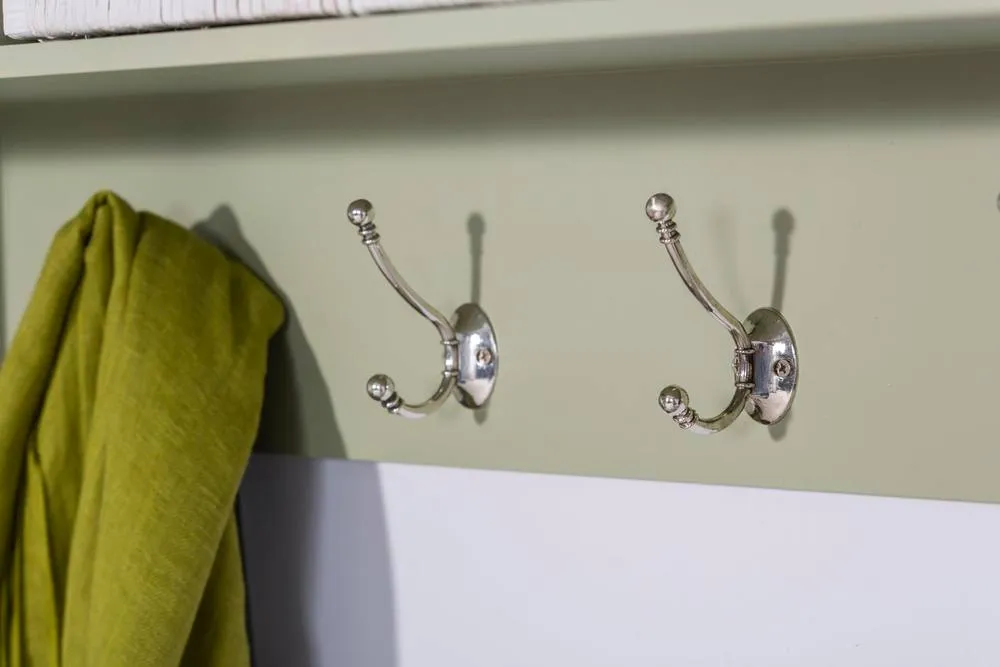 Statement Furniture Tetbury 3 White Wicker Basket & Cream Cushion Hallway Set in Light Green 5