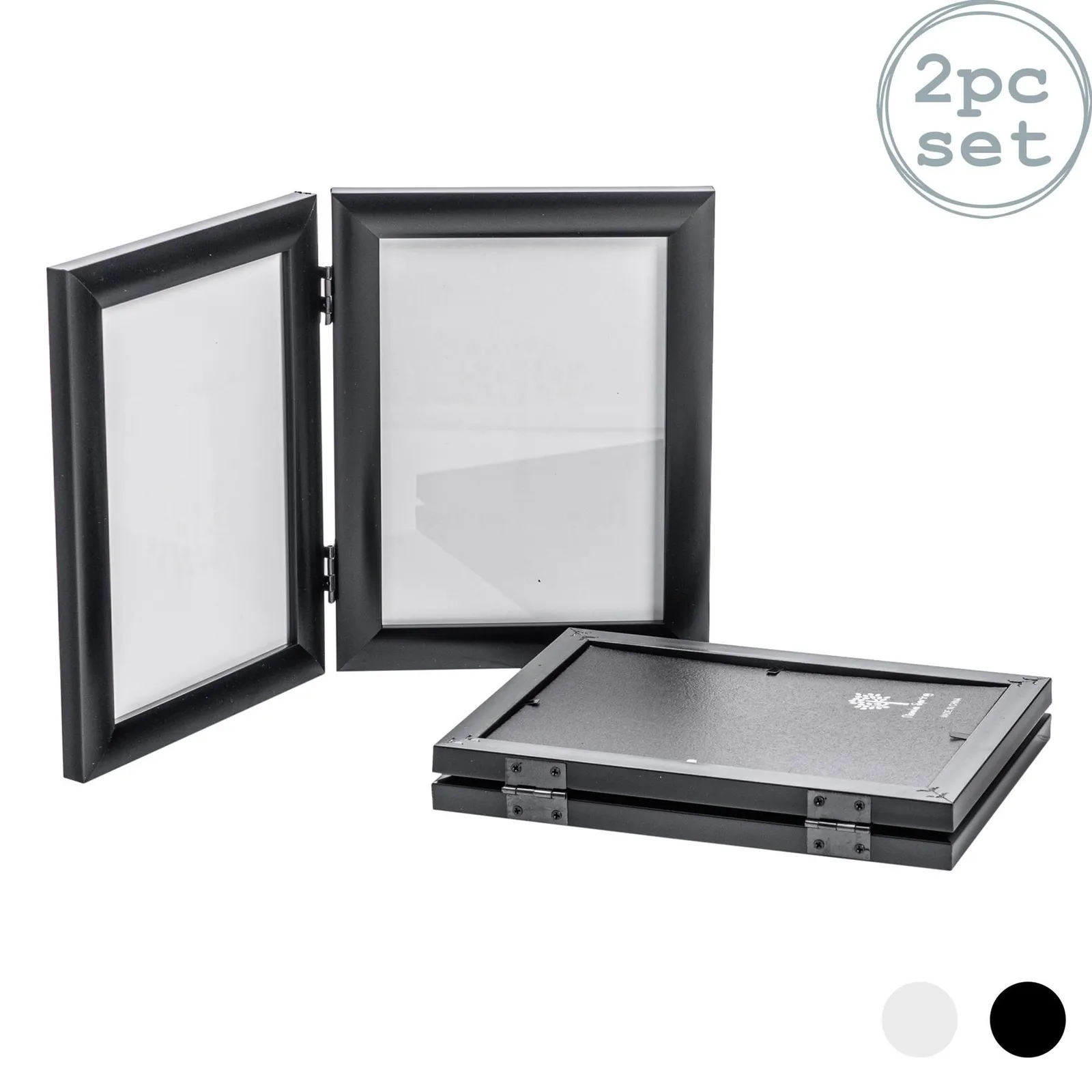 Nicola Spring Folding 2 Photo Frames - 5 x 7" - Black - Pack of 2 1