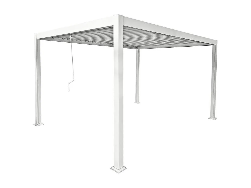 Vente-unique Freestanding Bioclimatic Aluminium Pergola With Adjustable Louvres in White 4