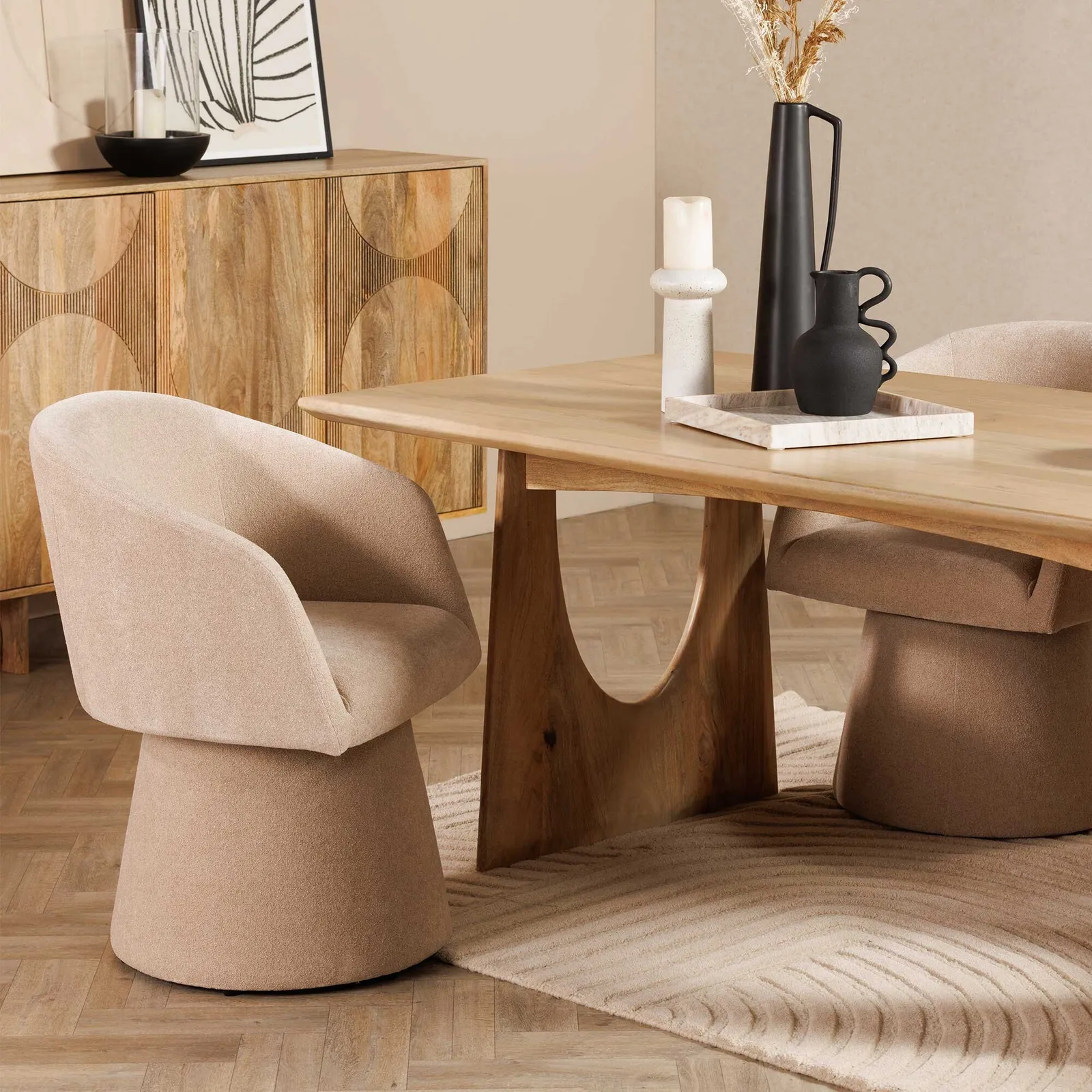Carmen Swivel Armchair, Neutral Fabric | Barker & Stonehouse 3