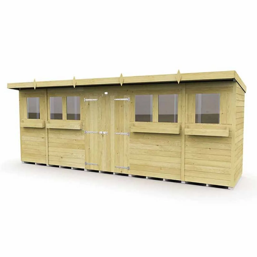 Buttercup Farm 18 x 4 Feet Pent Summer Shed - Wood - L118 x W533 x H201 cm in Brown