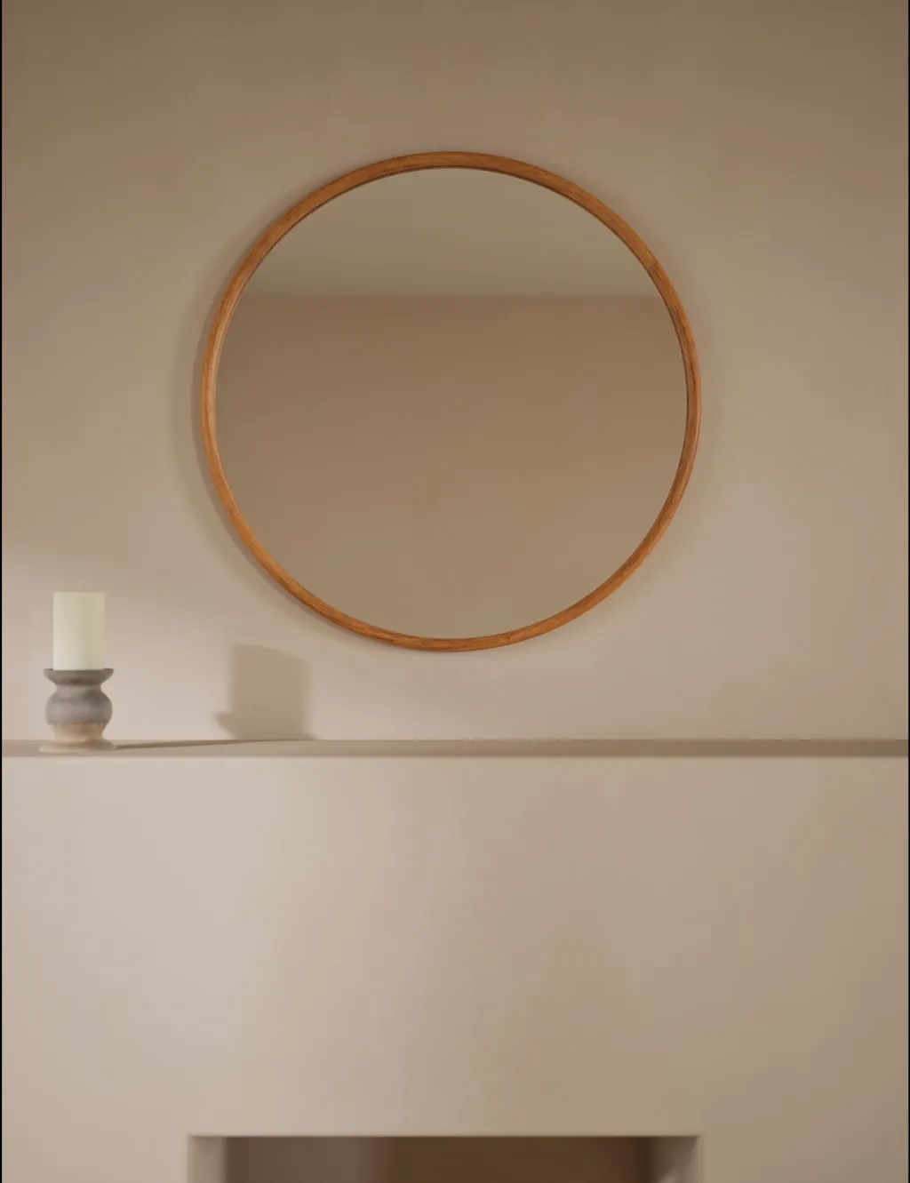 M&S Wooden Round Mirror 80cm Natural