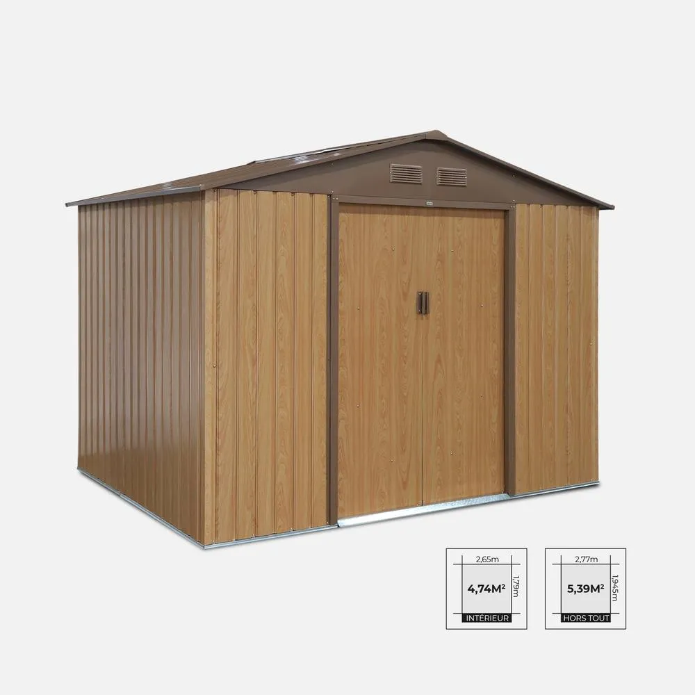 sweeek Metal Garden Shed 5.29m² With Anchoring Kit in Light Brown 2