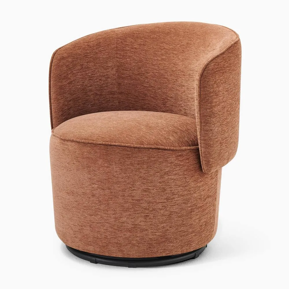 FurnitureboxUK Liode Fabric Round Swivel Accent Chair in Orange 4