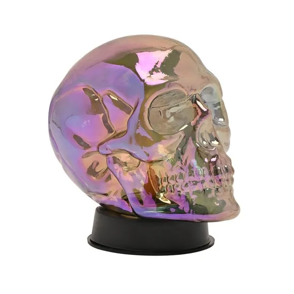 Hocus Pocus Irridescent Glass Skull With Neon Flickering Light 4