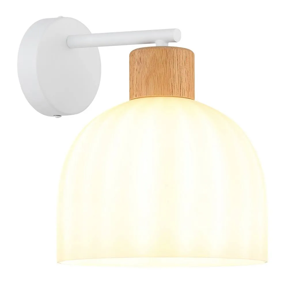 Netlighting Swanson Dome Wall Lamp Matt White Glass Opal Shades E27