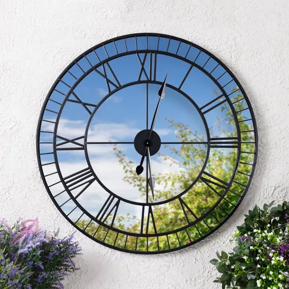 Charles Bentley Windermere Indoor Outdoor Mirrored Skeleton Wall Clock