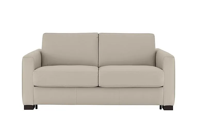 Alcova 2 Seater Leather Sofa Bed with Box Arms - Botera Crema
