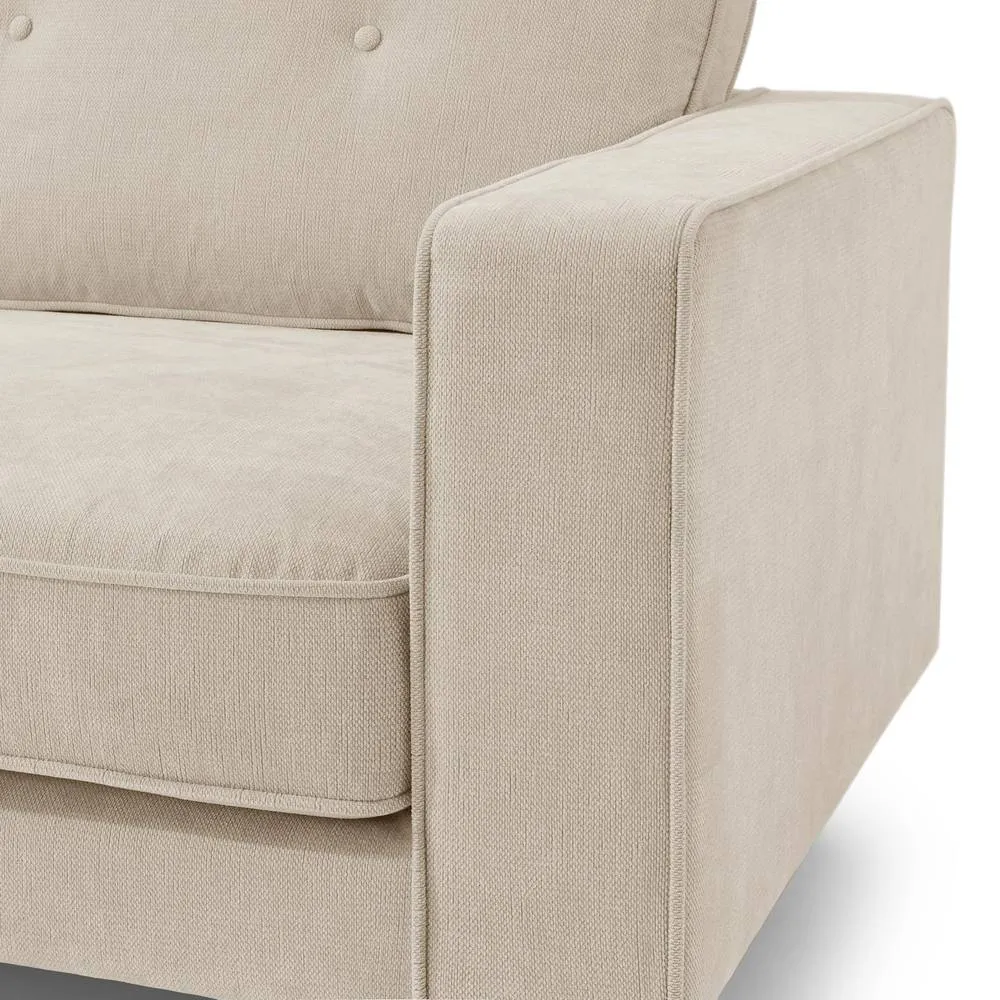FurnitureboxUK Jasper Linen-Look Fabric 3 Seater Sofa in Beige 5