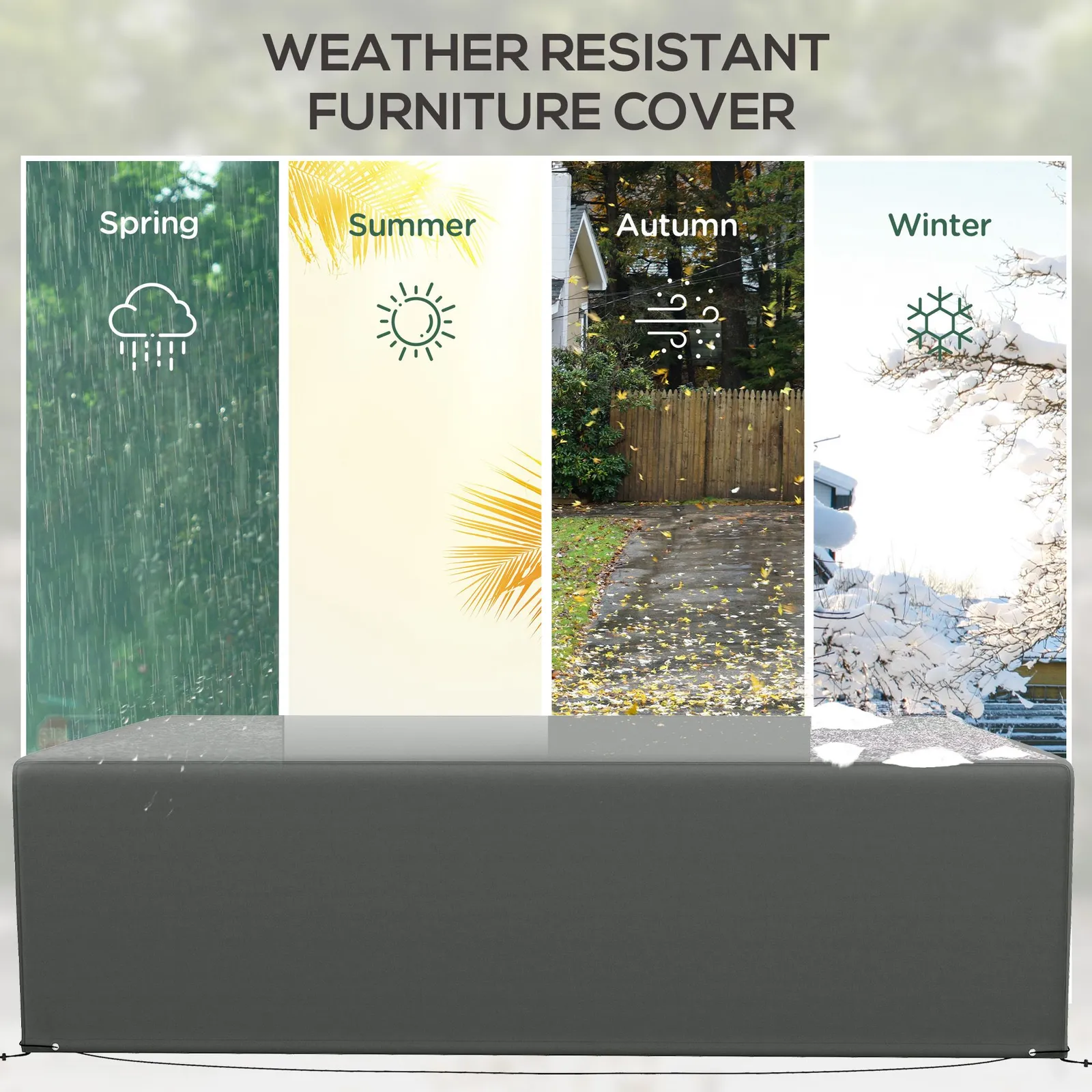 OUTSUNNY UV Rain Protective Cover or Garden Wicker Rattan Dark Grey 6