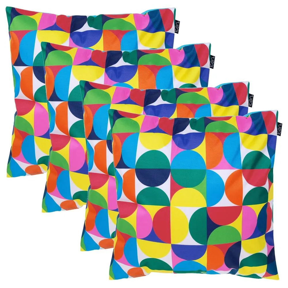 icon 4PK Cushion 43x43cm Circluar Geo, Aqua Back