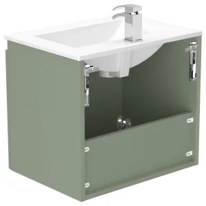 Newland Sage Green Basin Suspended Double Door Unit - 600mm 2
