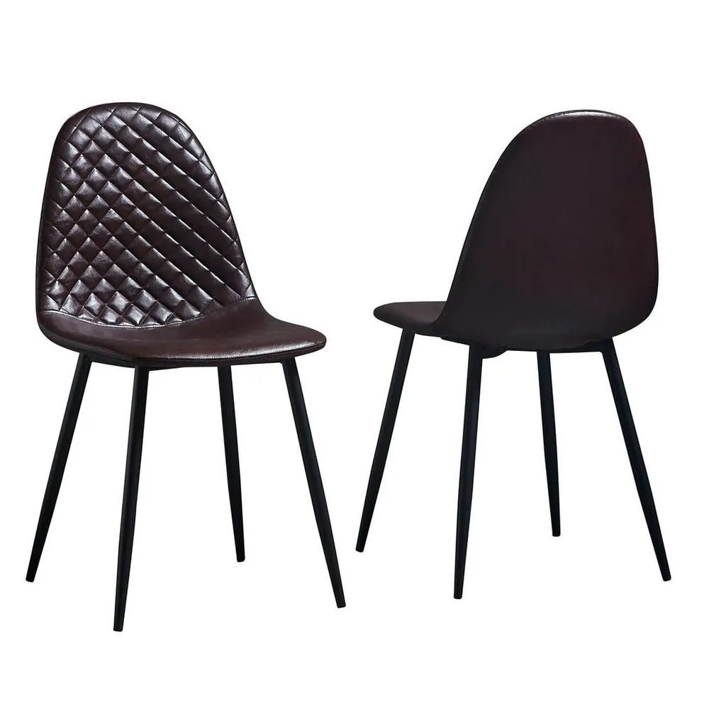 IH Design Corona Leather Steel Legs Dining Chairs (Set of 4) in Grey 2