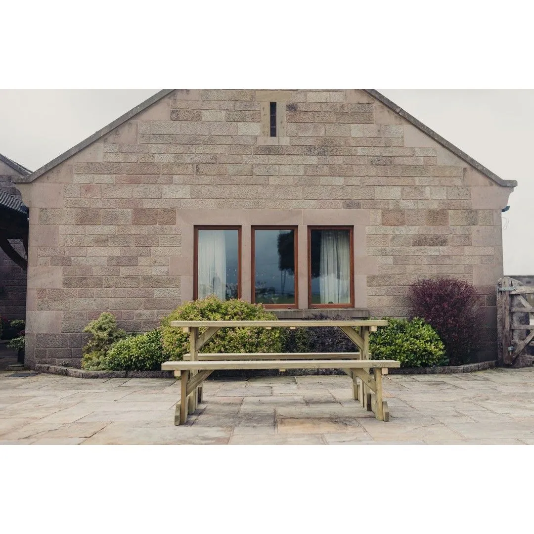 Churnet Valley Garden Furniture Ltd Lunar Picnic Table - L180 x W153 x H76 cm - Partially Assembled in Brown 6