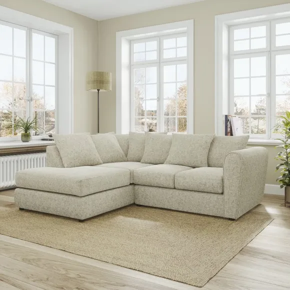 Blake Curved Arm Chunky Chenille Corner Chaise Sofa 1