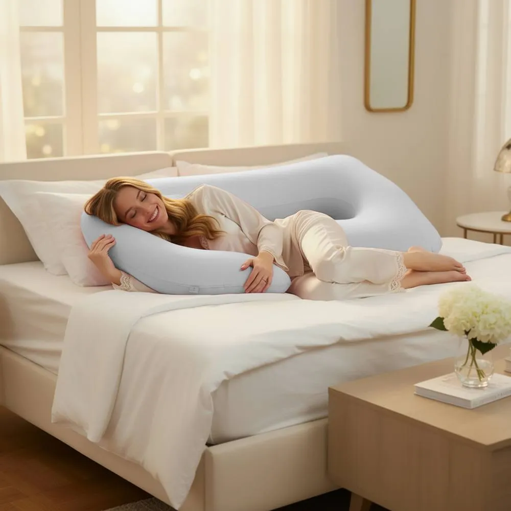 GAVENO CAVAILIA U Shaped Full Body Pillow in Light Grey 1