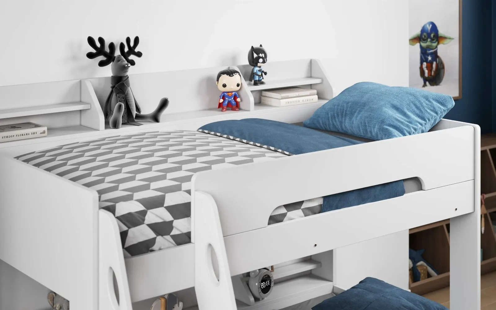 Flair Flick Triple Bunk Bed with Storage in White 3