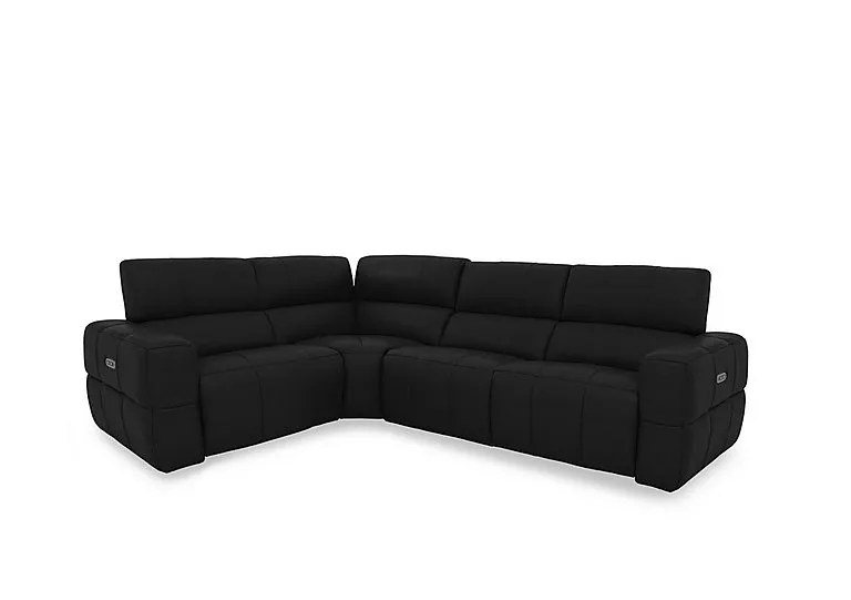 Cube Leather Power Recliner Left Hand Facing Corner Sofa with Power Headrests