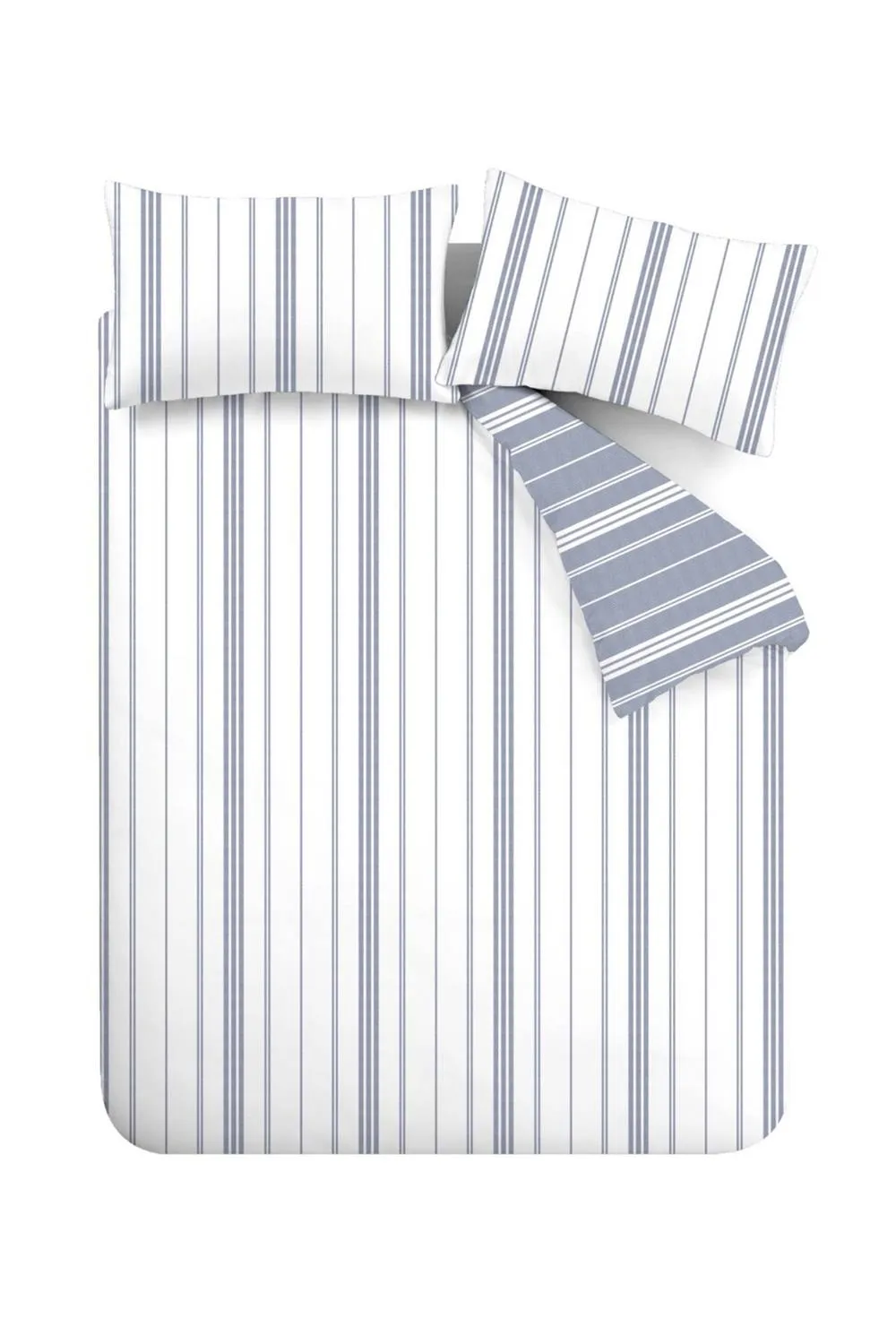Catherine Lansfield 'Harbour Stripe' Reversible Duvet Cover Set in Blue 5