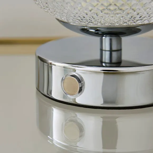 Cassia Pressed Glass Rechargeable Touch Dimmable Table Lamp 5