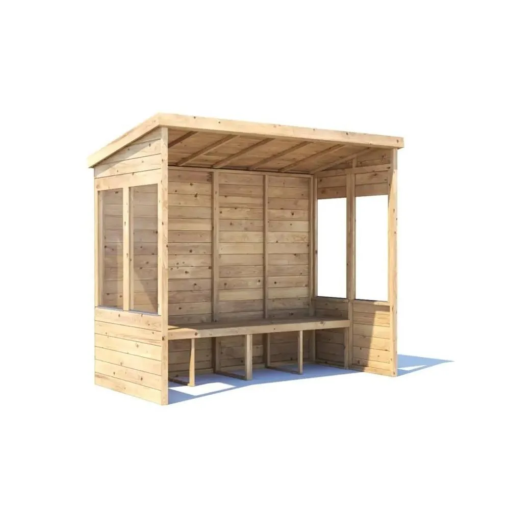 Dunster House Wooden Garden Arbour With Glazed Panels, W2.4m x D1.2m / W8' x D4' in Brown