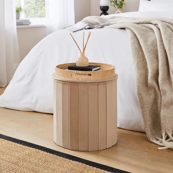 Round Ottoman with Tray, Velvet 2