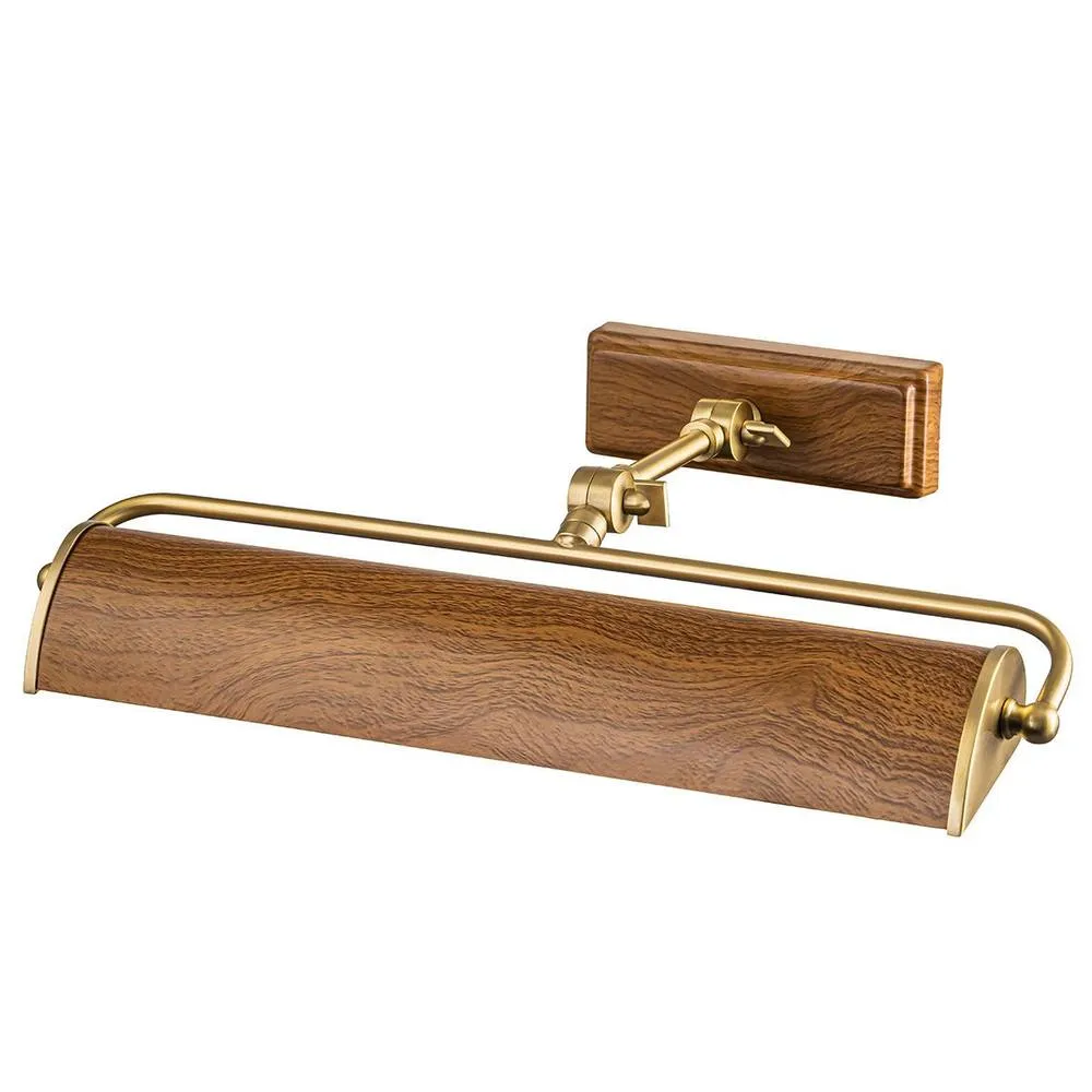Netlighting Winchfield 2 Light Medium Picture Light Aged Brass & Oak Effect in Bronze