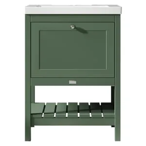 Bayswater Hartleigh Hunter Green Traditional Freestanding Vanity Unit & 1 Tap Hole Modern Recessed Basin - 600mm