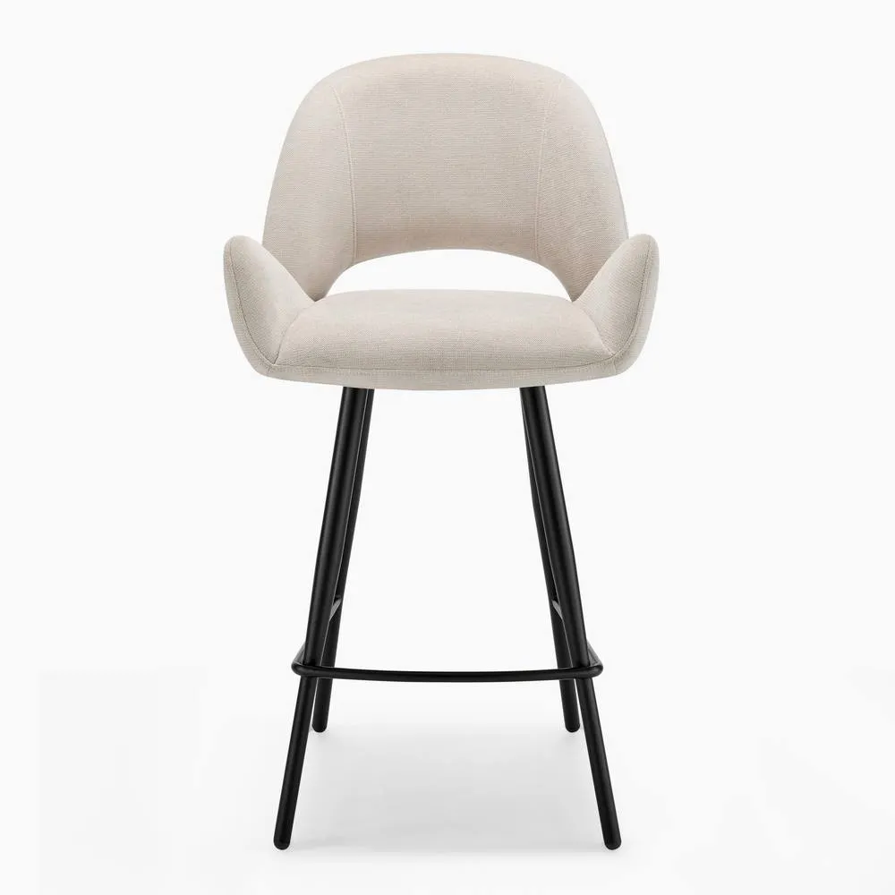 FurnitureboxUK 2x Layla Cream Fabric Bar Chairs 4